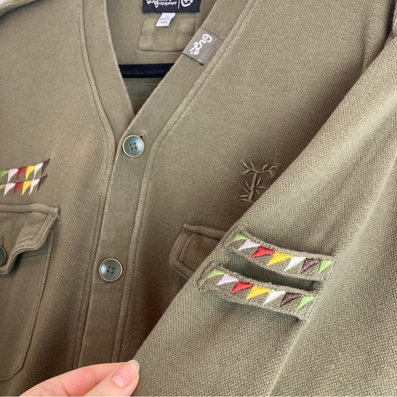 [LRG] Tanzanita Rasta Button Down 420 Embroidery Cotton Cardigan Sweater size L - Picture 8 of 13